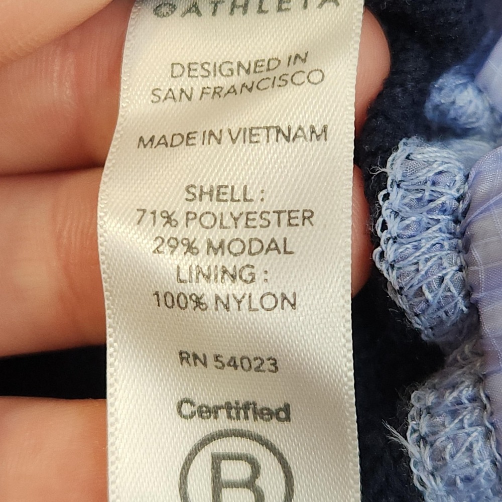 Athleta Ascend Hoodie Womens Medium Blue Fleece 1/4 Zip Pullover Sweatshirt - Picture 3 of 9